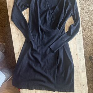 Prana Dark Navy Long-Sleeve Wrap-Detail Knit Dress
